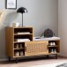 Schuhschrank >WL6.833< in Eiche Dekor / Wiener Geflecht - 120x76x40 (BxHxT)
