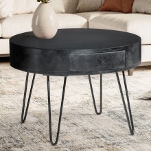 Couchtisch >WL6.836< in Mango Schwarz, Massivholz - 43x60cm (HxD)