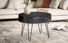 Couchtisch >WL6.836< in Mango Schwarz, Massivholz - 43x60cm (HxD)
