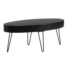 Couchtisch >WL6.837< in Mango Schwarz, Massivholz - 100x40x50cm (BxHxT)