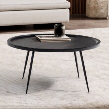 Couchtisch >WL6.838< in Mango Schwarz, Massivholz - 38x75cm (HxD)