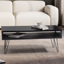Couchtisch >WL6.841< in Mango Schwarz, Massivholz -...