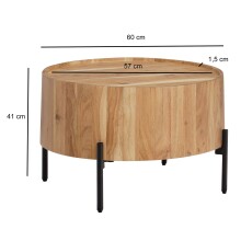 Couchtisch >WL6.844< in Akazie, Massivholz - 41x60cm (HxD)