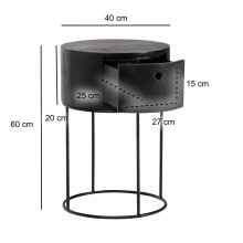 Nachttisch >WL6.848< in Mango Schwarz, Massivholz - 60x40cm (HxD)