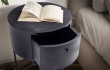 Nachttisch >WL6.848< in Mango Schwarz, Massivholz - 60x40cm (HxD)