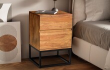 Nachtkommode >WL6.850< in Sheesham, Massivholz - 40x60x38cm (BxHxT)