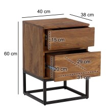 Nachtkommode >WL6.850< in Sheesham, Massivholz - 40x60x38cm (BxHxT)
