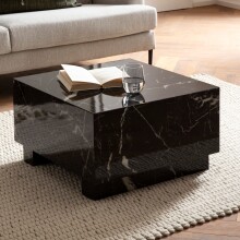 Couchtisch >MONOBLOC< in Marmor Optik schwarz, MDF...