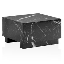 Couchtisch >MONOBLOC< in Marmor Optik schwarz, MDF - 60x35x60cm (BxHxT)