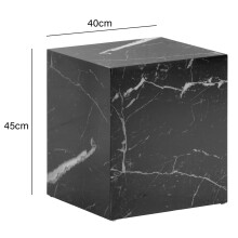 Beistelltisch >MONOBLOC< in Marmor Optik schwarz, MDF - 40x45x40cm (BxHxT)