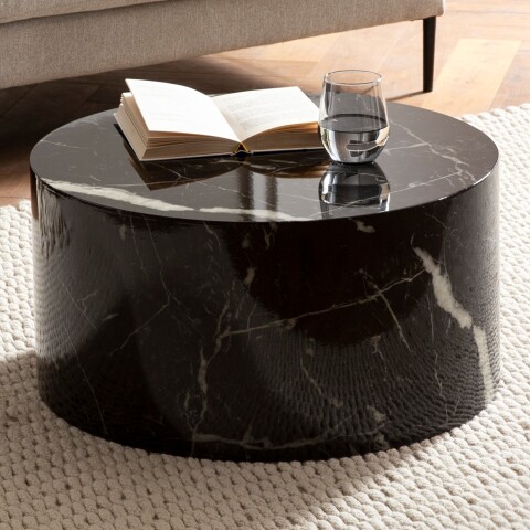 Couchtisch >MONOBLOC< in Marmor Optik schwarz, MDF - 30x60cm (HxD)