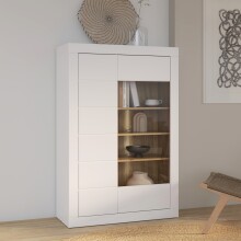 Wohnwand >LEFKADAS< (2-teilig) in weiss / Eiche Dekor - 195,4/61/41,4 cm (B/H/T)