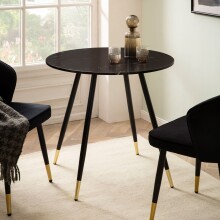 Esstisch >WL6.873< in Marmor-Optik Schwarz, Holzwerkstoff - 76x75cm (HxT)