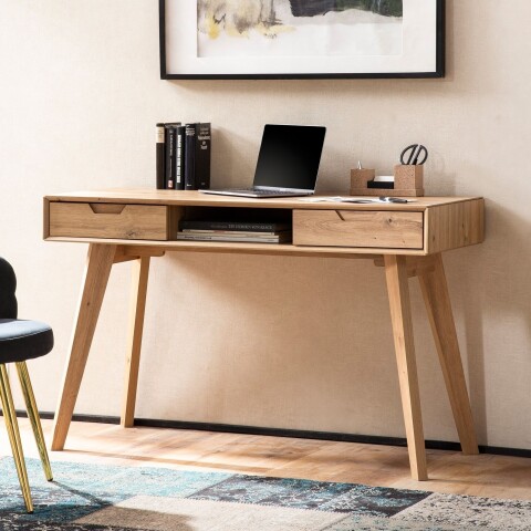 Schreibtisch >WL6.874< in Eiche Dekor, Holzwerkstoff - 120x77x55cm (BxHxT)