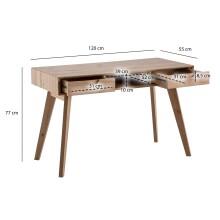 Schreibtisch >WL6.874< in Eiche Dekor, Holzwerkstoff - 120x77x55cm (BxHxT)
