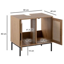 Waschbeckenunterschrank >WL6.875< in Eiche Dekor - 60x60x40 (BxHxT)