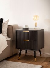 Nachtkommode >WL6.881< in Eiche-Dekor schwarz, Holzwerkstoff - 44x56x39 (BxHxT)
