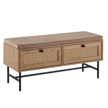 Schuhbank >WL6.890< in Eiche Dekor & Geflecht, Holzwerkstoff - 100x48x38 (BxHxT)