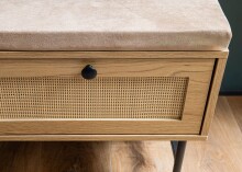 Schuhbank >WL6.890< in Eiche Dekor & Geflecht, Holzwerkstoff - 100x48x38 (BxHxT)