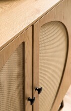 Kommode >WL6.893< in Eiche Dekor, Holzwerkstoff & Geflecht - 80x103x39cm (BxHxT)