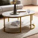 Couchtisch >WL6.895< in Marmor Optik Weiß / Gold - 100x45x60 (BxHxT)