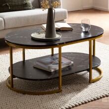 Couchtisch >WL6.896< in Marmor Optik Schwarz / gold...
