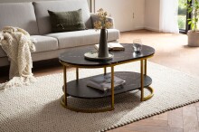 Couchtisch >WL6.896< in Marmor Optik Schwarz / gold - 100x45x60 (BxHxT)