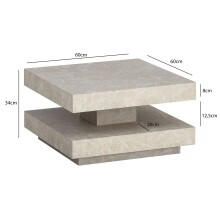 Couchtisch >WL6.921< in Stein-Optik, Holzwerkstoff - 60x34x60cm (BxHxT)