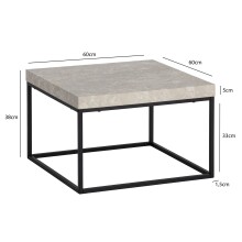 Couchtisch >WL6.931< in Stein-Optik, Holzwerkstoff - 60x38x60cm (BxHxT)