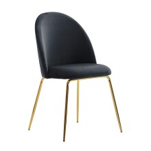 Esszimmerstuhl >WL6.942< (2er-Set) in Schwarz & gold, Samt - 53x87x50cm (BxHxT)