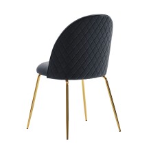 Esszimmerstuhl >WL6.942< (2er-Set) in Schwarz & gold, Samt - 53x87x50cm (BxHxT)