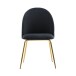 Esszimmerstuhl >WL6.942< (2er-Set) in Schwarz & gold, Samt - 53x87x50cm (BxHxT)