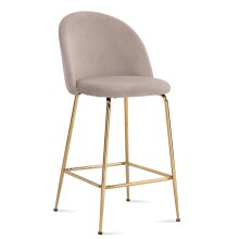 Barhocker >WL6.943< (2er-Set) in Beige & gold, Samt - 50x102x50cm (BxHxT)