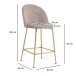 Barhocker >WL6.943< (2er-Set) in Beige & gold, Samt - 50x102x50cm (BxHxT)
