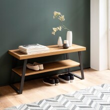 Sitzbank >WL6.977< in Eiche Dekor, Holzwerkstoff - 100x41x40cm (BxHxT)