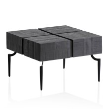 Couchtisch >WL6.980< in Mango schwarz, Massivholt / Metall - 60x40x60cm (BxHxT)