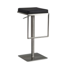 Barhocker >WL6.981< in Schwarz & Edelstahl - 38x91x39cm (BxHxT)
