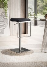 Barhocker >WL6.981< in Schwarz & Edelstahl - 38x91x39cm (BxHxT)
