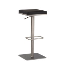 Barhocker >WL6.982< in Schwarz & Edelstahl - 37x82x37cm (BxHxT)