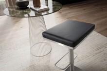 Barhocker >WL6.982< in Schwarz & Edelstahl - 37x82x37cm (BxHxT)
