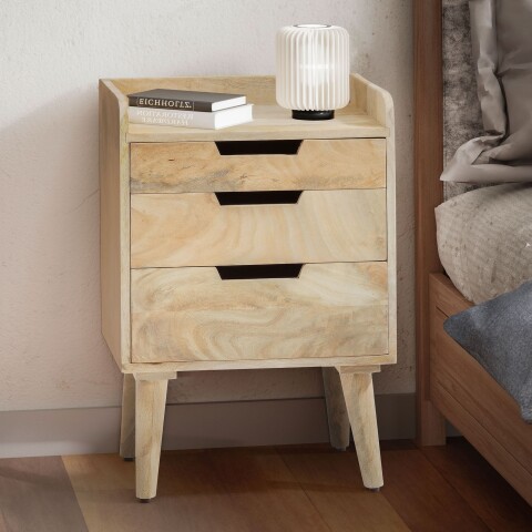 Nachtkommode >WL6.984< in Mango, Massivholz - 45x63x33cm (BxHxT)