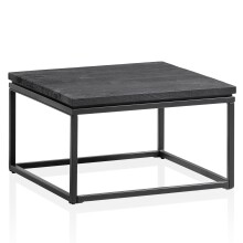 Couchtisch >WL6.986< in Mango Schwarz, Massivholz & Metall - 60x35x60cm (BxHxT)