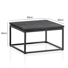 Couchtisch >WL6.986< in Mango Schwarz, Massivholz & Metall - 60x35x60cm (BxHxT)