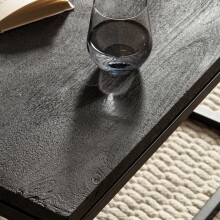 Couchtisch >WL6.986< in Mango Schwarz, Massivholz & Metall - 60x35x60cm (BxHxT)