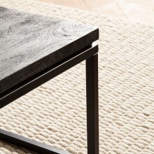 Couchtisch >WL6.986< in Mango Schwarz, Massivholz & Metall - 60x35x60cm (BxHxT)