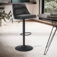 Barhocker >WL6.999< in Grau, Samt - 45x106x51cm (BxHxT)