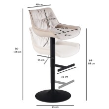 Barhocker >WL7.004< in Beige, Samt - 45x106x55cm (BxHxT)