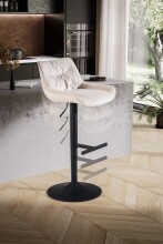 Barhocker >WL7.004< in Beige, Samt - 45x106x55cm (BxHxT)