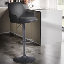 Barhocker >WL7.007< in Schwarz, Samt - 45x106x45cm (BxHxT)