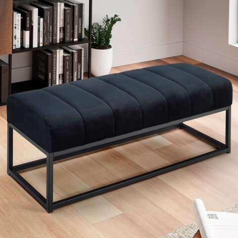 Sitzbank >WL7.010< in Schwarz, Samt - 108x40x40cm (BxHxT)